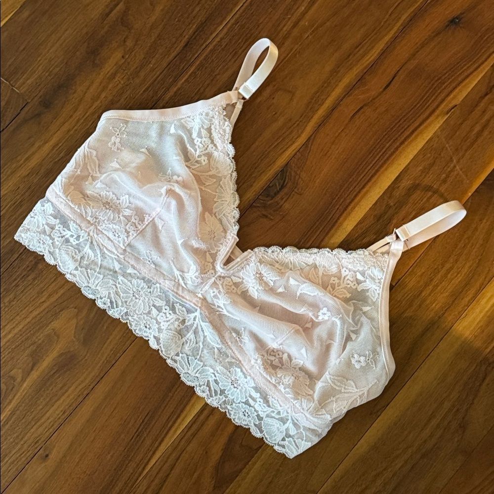 Aerie Lace Bralette in Soft Pink Sz XL